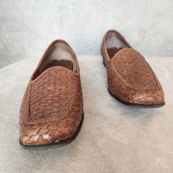 St.Johns Bay loafers 8.5 brown woven leather Muffy flats dressy formal preppy - Picture 9 of 14